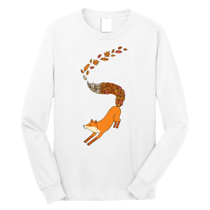 Whimsical Fox With Falling Leaves Long Sleeve Shirt