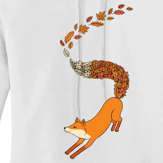 Whimsical Fox With Falling Leaves Women's Pullover Hoodie