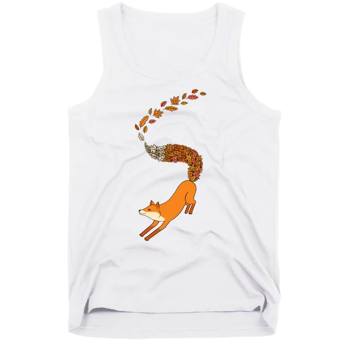 Whimsical Fox With Falling Leaves Tank Top