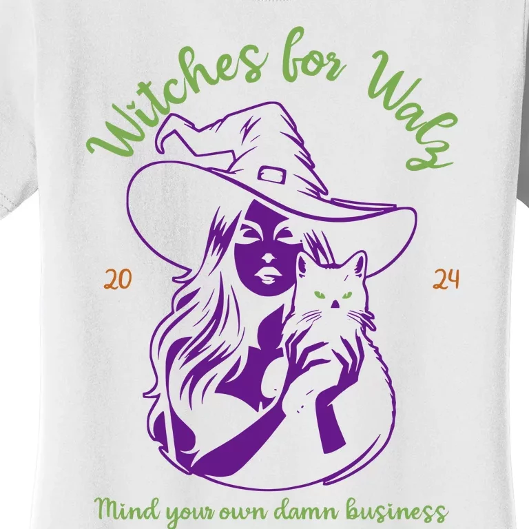 Witches For Walz 2024 Halloween Spooky Election Mind Your Own Damn Business Women's T-Shirt