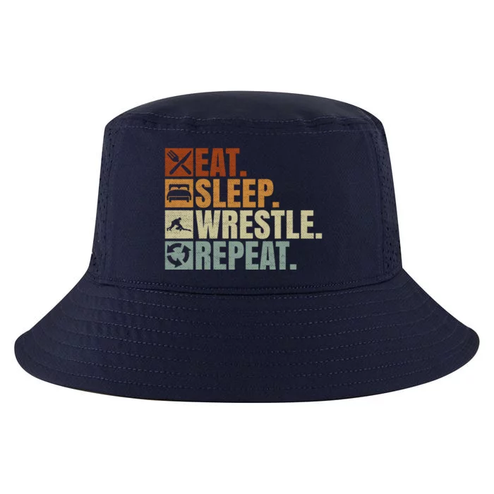 Wrestling Fans Wrestling Lovers Eat Sleep Wrestle Repeat Gift Cool Comfort Performance Bucket Hat