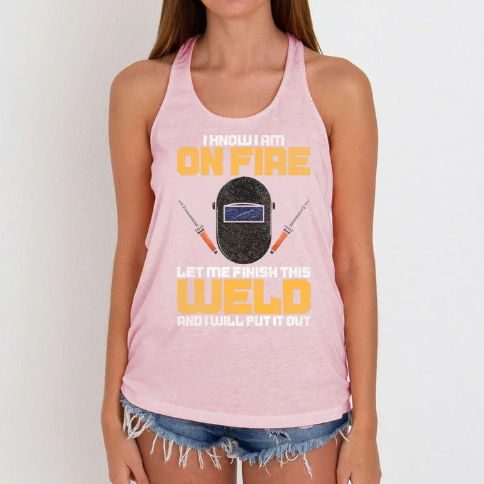 Welder Funny Welding Saying Graphic Gift Women's Knotted Racerback Tank