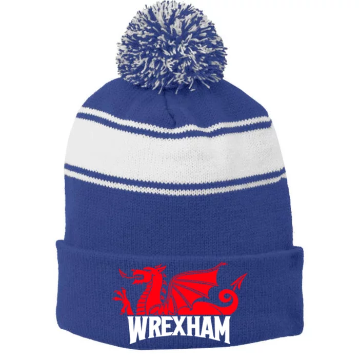 Wrexham FC Wrexham Dragon Football Club Champion Stripe Pom Pom Beanie