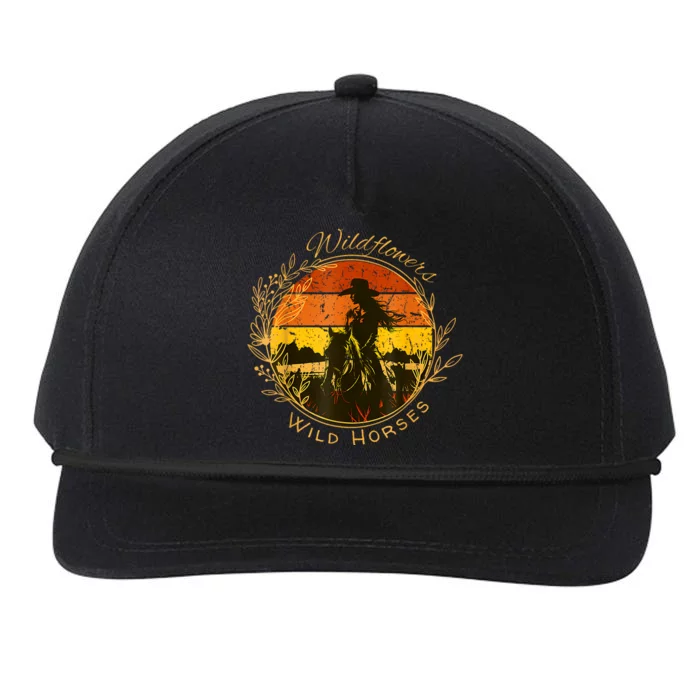 Wild Flowers Wild Horses Vintage Sunset Country Cowgirl Snapback Five-Panel Rope Hat