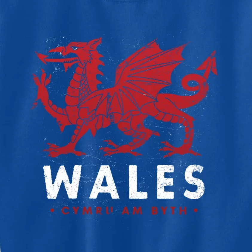 Wales Flag Welsh Dragon Baner Cymru Am Byth Welsh Gift Kids Sweatshirt