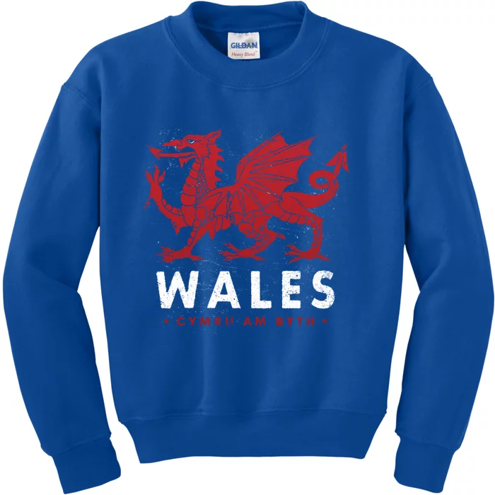 Wales Flag Welsh Dragon Baner Cymru Am Byth Welsh Gift Kids Sweatshirt