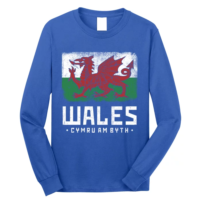 Wales Flag Welsh Dragon Banner Cymru Am Byth Welsh Gift Long Sleeve Shirt