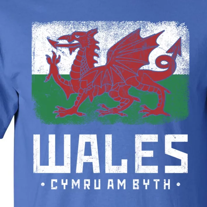 Wales Flag Welsh Dragon Banner Cymru Am Byth Welsh Gift Tall T-Shirt