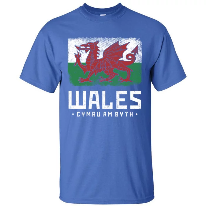 Wales Flag Welsh Dragon Banner Cymru Am Byth Welsh Gift Tall T-Shirt