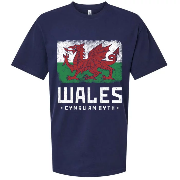 Wales Flag Welsh Dragon Banner Cymru Am Byth Welsh Gift Sueded Cloud Jersey T-Shirt