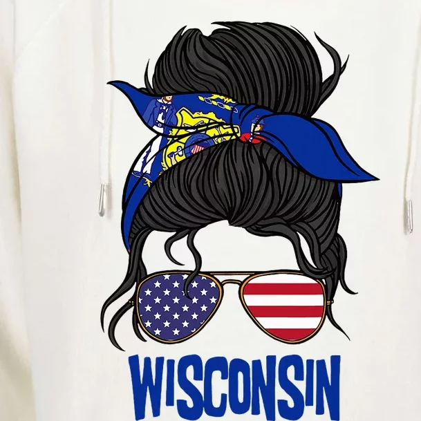 Wisconsin For Wisconsin Proud State Flag For Women Womens Funnel Neck Pullover Hood