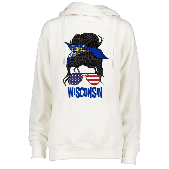 Wisconsin For Wisconsin Proud State Flag For Women Womens Funnel Neck Pullover Hood