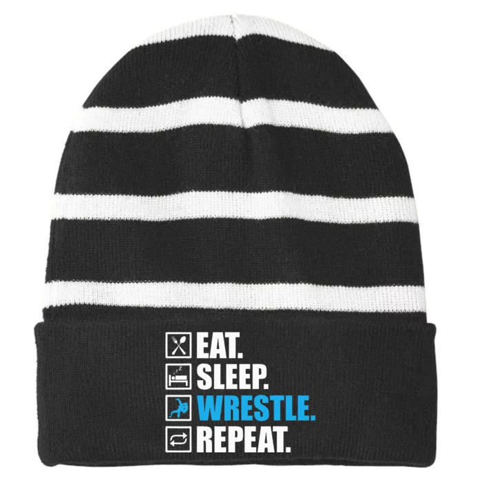 Wrestling For Women Wrestle Athlete Fans Striped Beanie with Solid Band