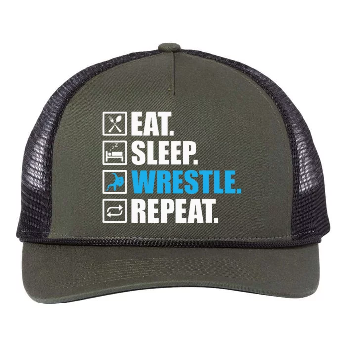 Wrestling For Women Wrestle Athlete Fans Retro Rope Trucker Hat Cap