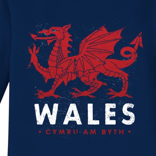 Wales Flag Welsh Dragon Baner Cymru Am Byth Welsh Meaningful Gift Baby Long Sleeve Bodysuit