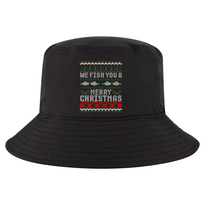 We Fish You A Merry Christmas Fishers Ugly Xmas Sweater Cool Comfort Performance Bucket Hat