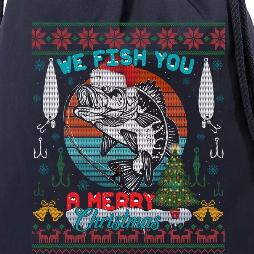 We Fish You A Christmas Ugly Xmas Gift Drawstring Bag