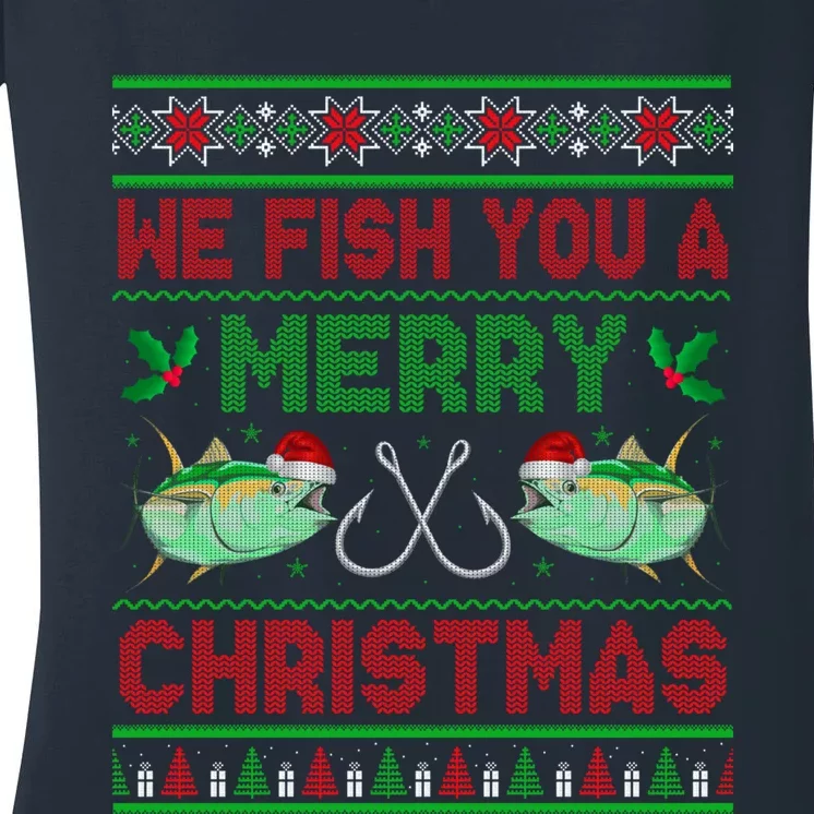 We Fish You A Christmas Fishers Ugly Xmas Women's V-Neck T-Shirt