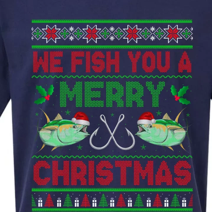 We Fish You A Christmas Fishers Ugly Xmas Sueded Cloud Jersey T-Shirt