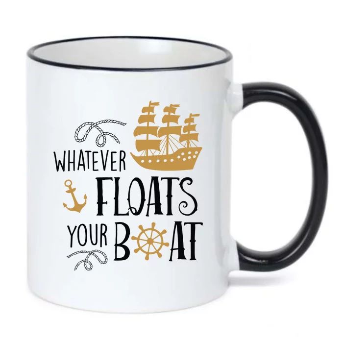 Whatever Floats Your Boat Funny Pirate Ship Black Color Changing Mug