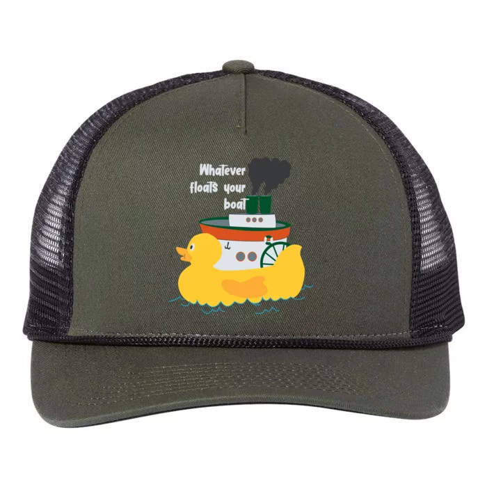 Whatever Floats Your Boat Funny Floaty Duck Retro Rope Trucker Hat Cap