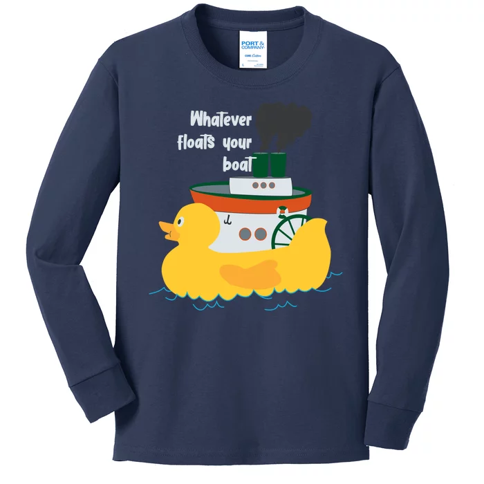 Whatever Floats Your Boat Funny Floaty Duck Kids Long Sleeve Shirt