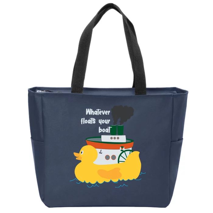 Whatever Floats Your Boat Funny Floaty Duck Zip Tote Bag