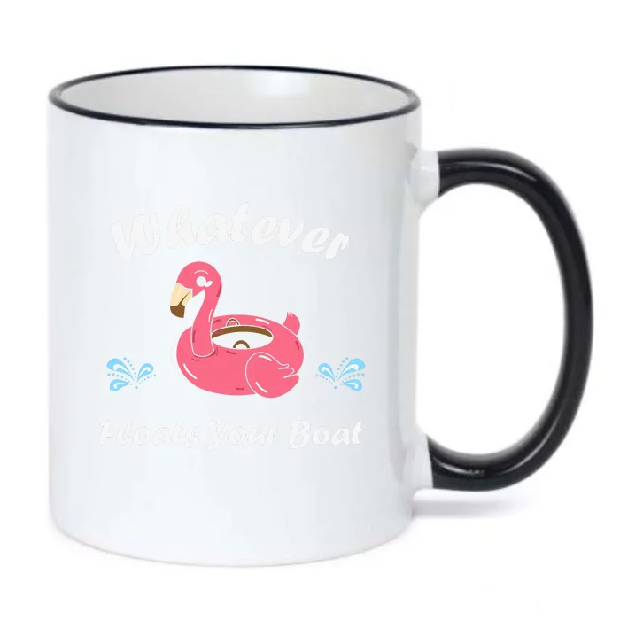 Whatever Floats Your Boat Funny Flamingo Black Color Changing Mug