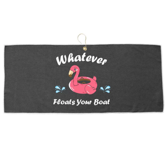 Whatever Floats Your Boat Funny Flamingo Large Microfiber Waffle Golf Towel