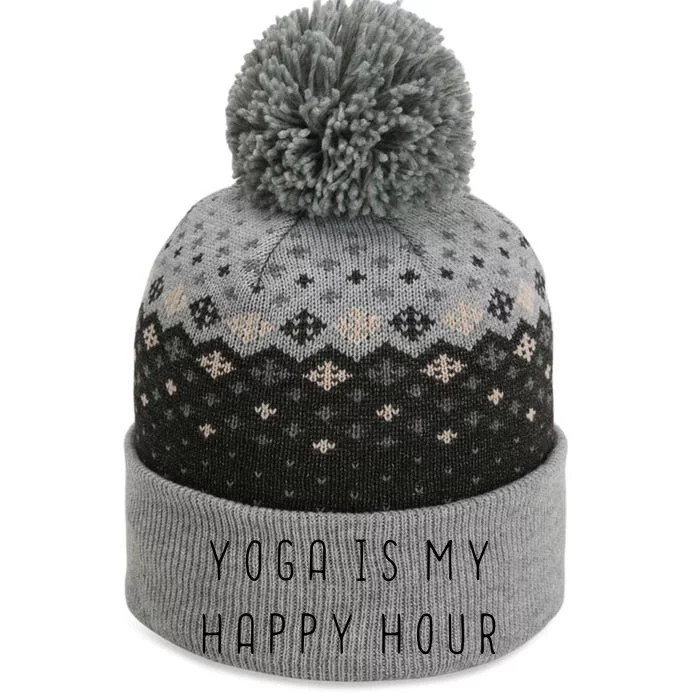 Womens Funny Yoga Lover Peace Gift Yoga Is My Happy Hour VNeck The Baniff Cuffed Pom Beanie