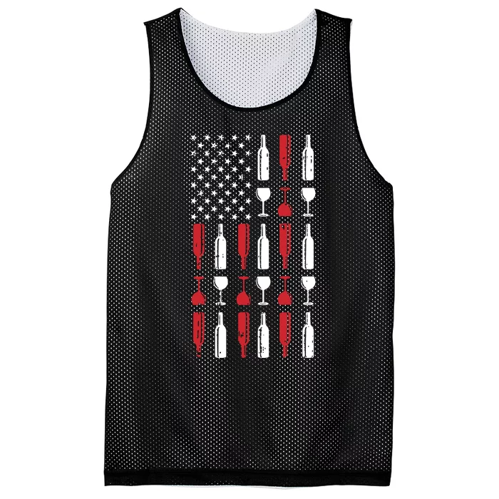 Wine Glass 4th Of July Vintage USA Flag Patriotic Drinker Mesh Reversible Basketball Jersey Tank