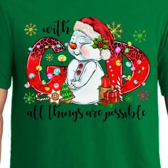 With God All Things Are Possible Christian Christmas Snowman Pajama Set