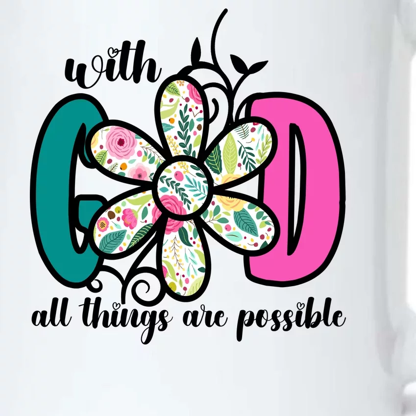 With God All Things Are Possible Floral Faith Black Color Changing Mug