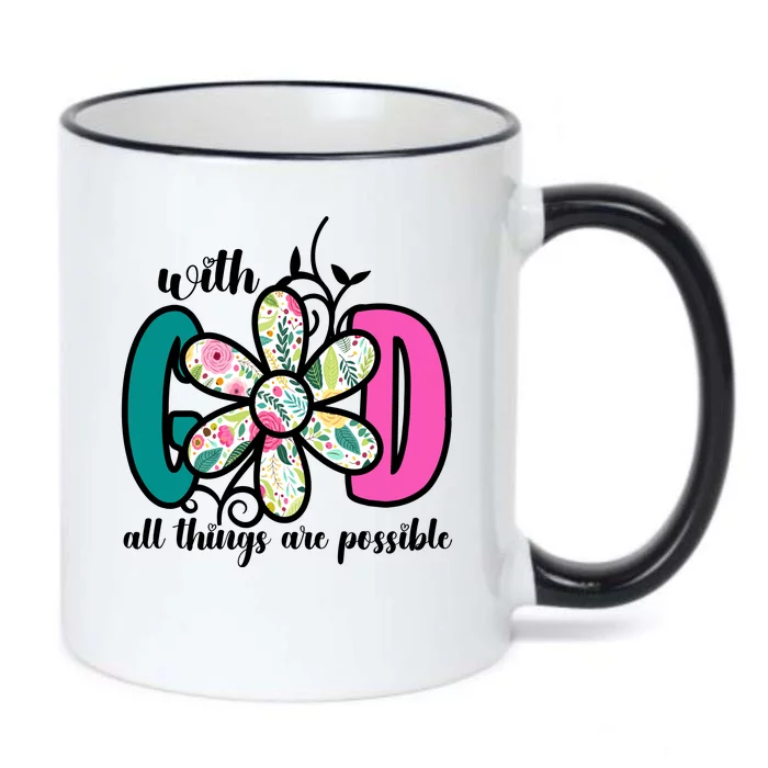 With God All Things Are Possible Floral Faith Black Color Changing Mug