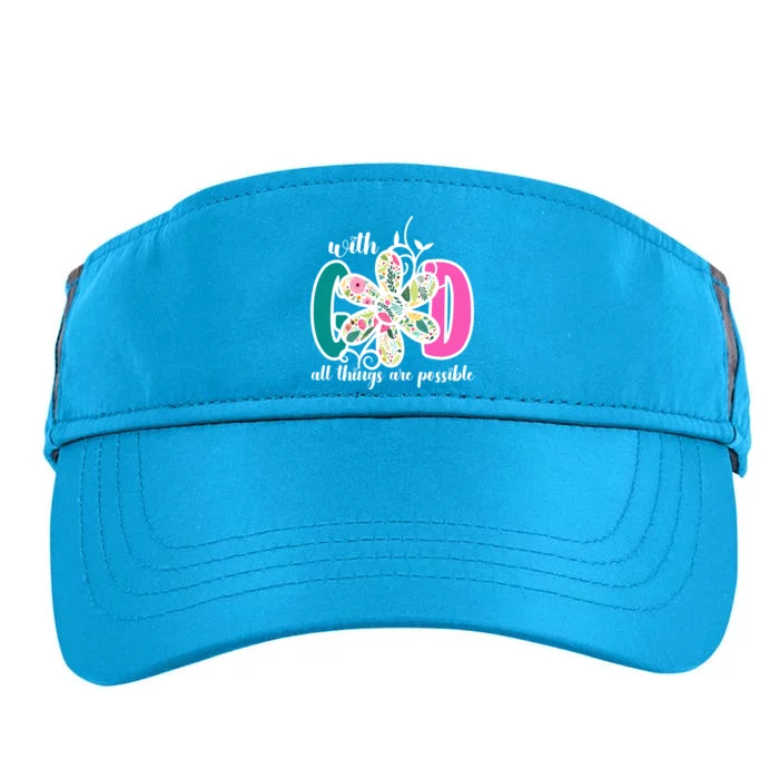 With God All Things Are Possible Floral Faith Adult Drive Performance Visor