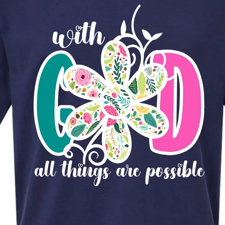 With God All Things Are Possible Floral Faith Sueded Cloud Jersey T-Shirt