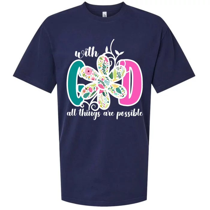 With God All Things Are Possible Floral Faith Sueded Cloud Jersey T-Shirt