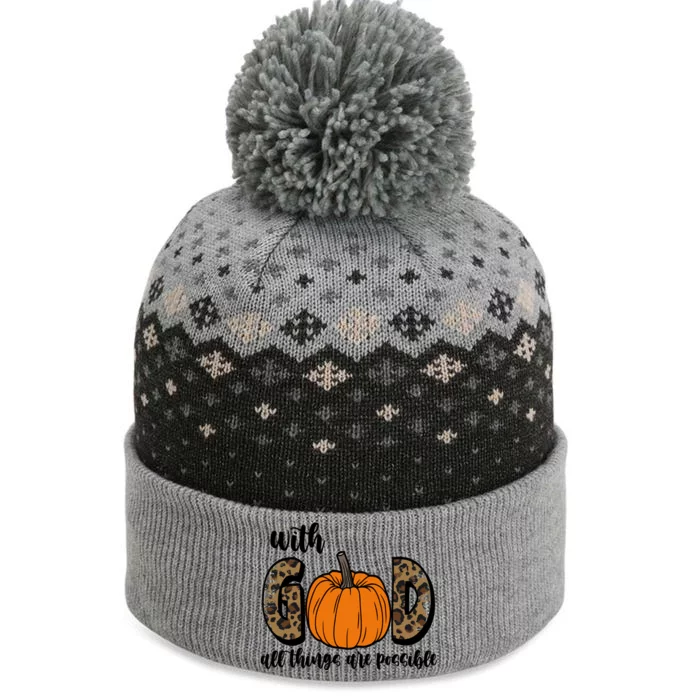 With God All Things Are Possible Fall Pumpkin The Baniff Cuffed Pom Beanie