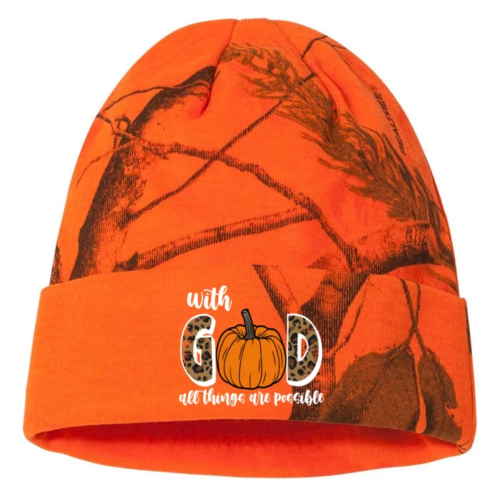 With God All Things Are Possible Fall Pumpkin Kati - 12in Camo Beanie