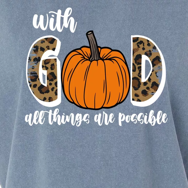 With God All Things Are Possible Fall Pumpkin Garment-Dyed Women's Muscle Tee