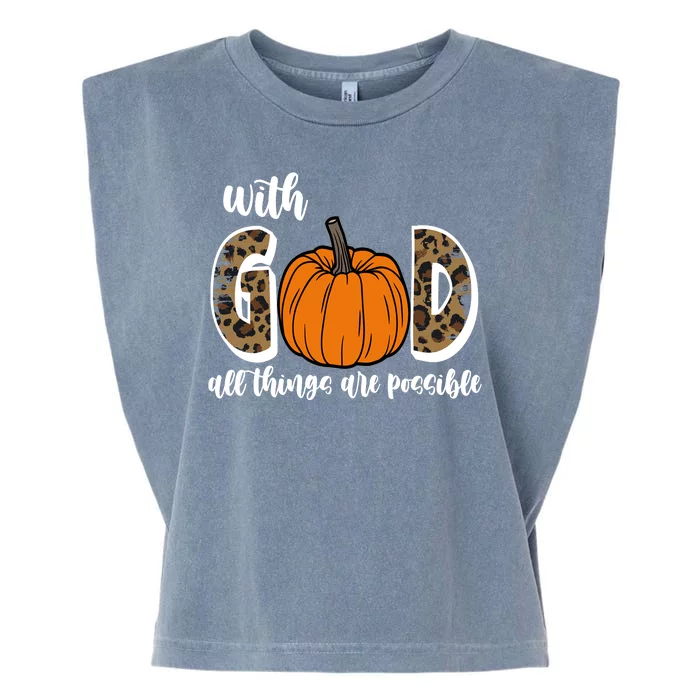 With God All Things Are Possible Fall Pumpkin Garment-Dyed Women's Muscle Tee