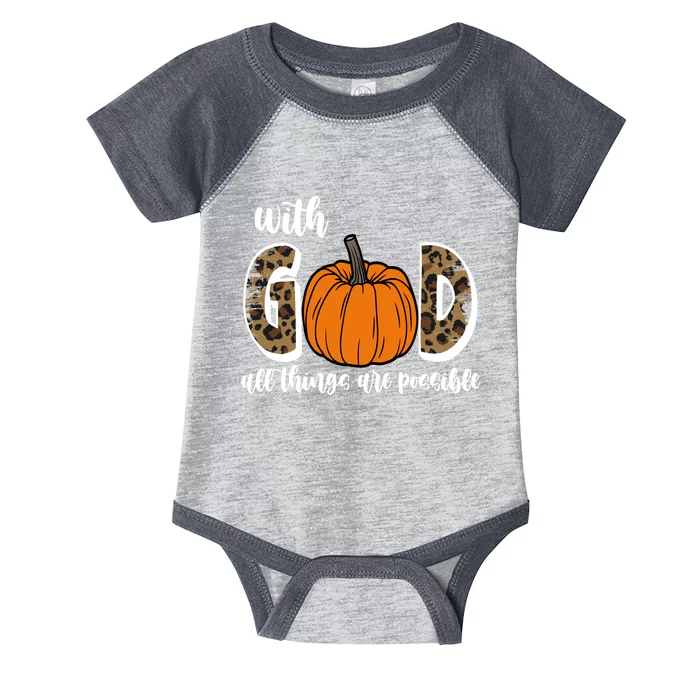 With God All Things Are Possible Fall Pumpkin Infant Baby Jersey Bodysuit