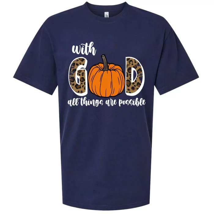 With God All Things Are Possible Fall Pumpkin Sueded Cloud Jersey T-Shirt