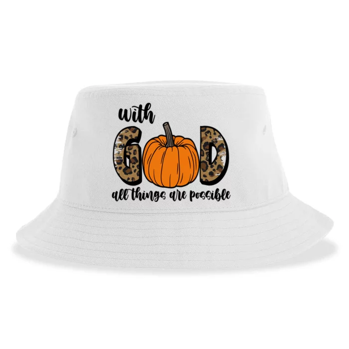 With God All Things Are Possible Fall Pumpkin Sustainable Bucket Hat