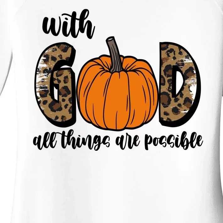 With God All Things Are Possible Fall Pumpkin Women's Perfect Tri Tunic Long Sleeve Shirt