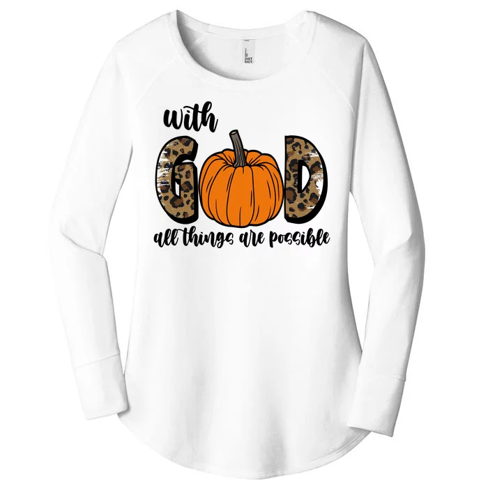 With God All Things Are Possible Fall Pumpkin Women's Perfect Tri Tunic Long Sleeve Shirt