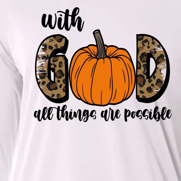 With God All Things Are Possible Fall Pumpkin Cooling Performance Long Sleeve Crew