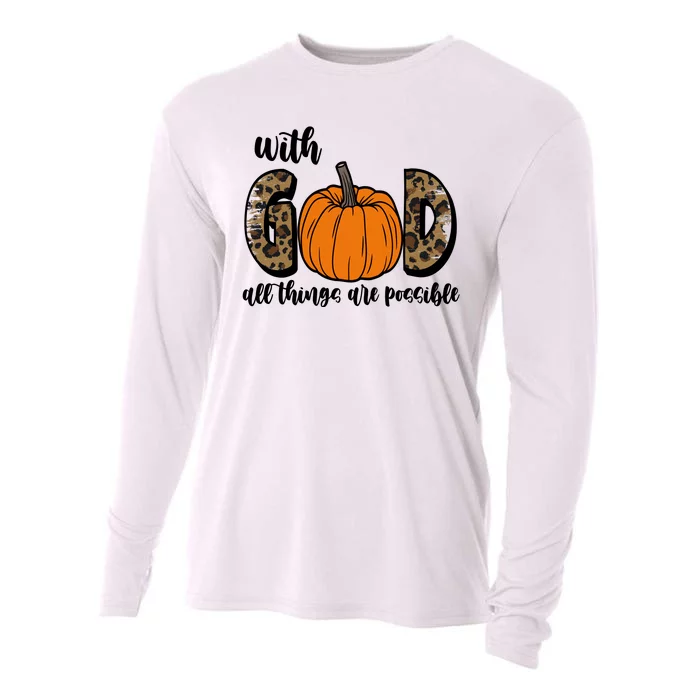 With God All Things Are Possible Fall Pumpkin Cooling Performance Long Sleeve Crew