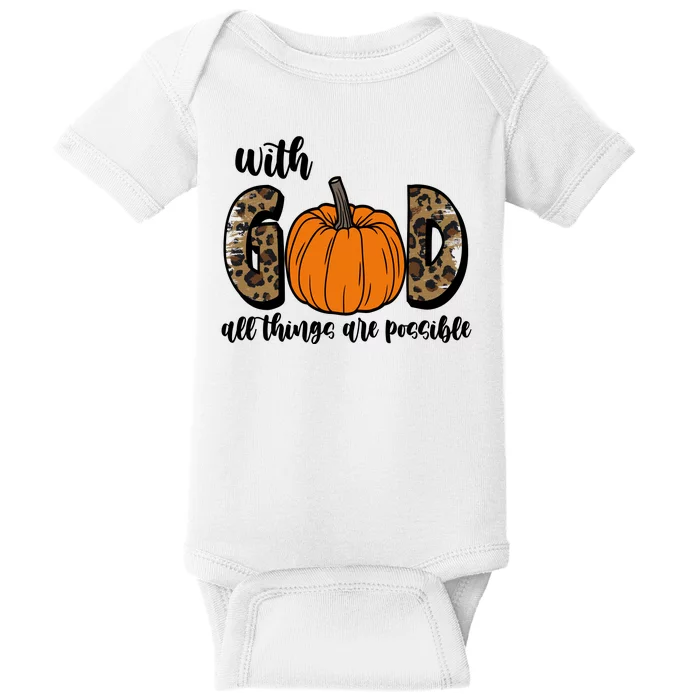 With God All Things Are Possible Fall Pumpkin Baby Bodysuit