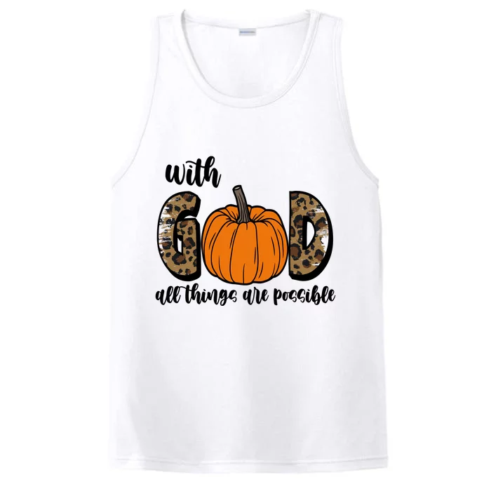 With God All Things Are Possible Fall Pumpkin Performance Tank